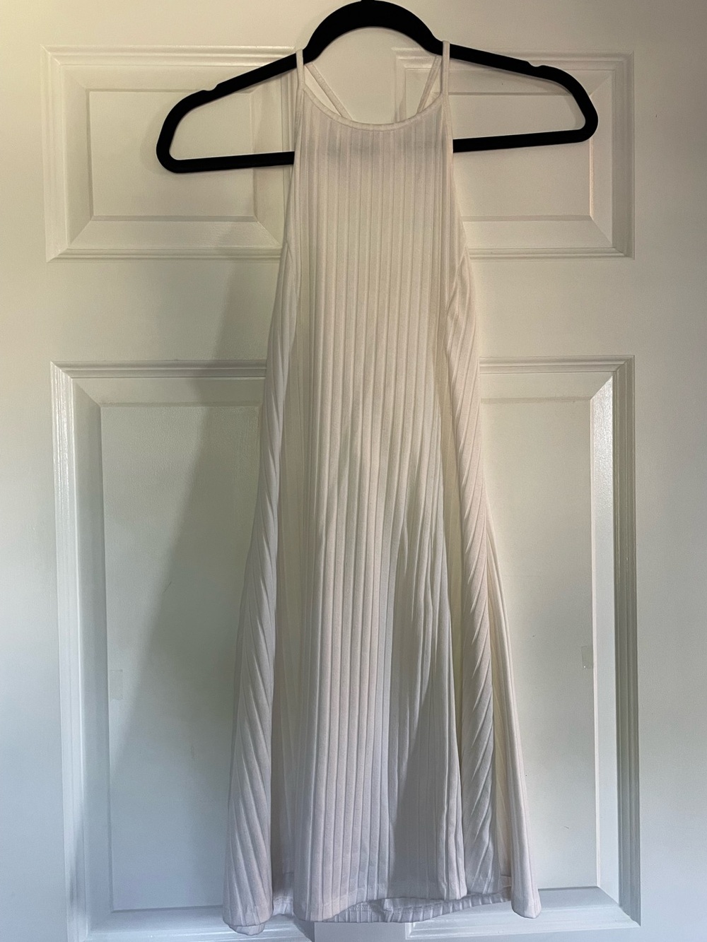 Pleated White Halter Dress